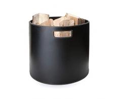 Edler Holzkorb Korb für Brennholz Kamin Ofen Wollkorb Zeitungsständer schwarz
