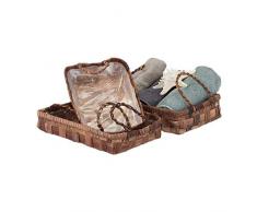 Relaxdays, Natur Aufbewahrungskorb 3er Set, Regalkörbe mit Henkel, Geflochtene Körbchen mit Folie, Flechtkorb, 3 Größen, Standard