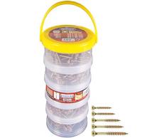 Connex Universalschrauben-Sortiment 480-teilig - Diverse Größen in Stapelbox - Senkkopf - TX Torx-Antrieb - Voll- & Teilgewinde - Gelb verzinkt / Schrauben-Set / Schrauben-Box / B30305