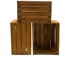 Kistenkolli Altes Land 3 Stück Massive Obstkisten Weinkisten Apfelkisten Holzkisten Shabby Vintage Maße ca 49 x 42 x 31cmxxxgebrauchtxxx