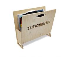 INEXTERIOR Zeitungshalter aus Holz für Zeitschriften, Magazine und Kataloge - in Deutschland gefertigt - 35x14x30cm (LxBxH) Zeitungsständer (Natur)