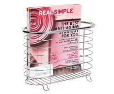 mDesign freistehender Zeitungshalter fürs Badezimmer – schöner Zeitschriftensammler aus Metall – schickes Badzubehör für Zeitungen, Magazine, Bücher und Co. – silberfarben