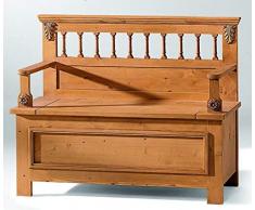 Gradel Truhenbank Alina in verspielt, romantischen Design antik gewachst mit Gebrauchsspuren