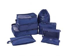 Serria® Reisegepäckwürfel Set mit Doppel reißverschlüsse Schnallen Mesh Design Faltbare Kleideraufbewahrung Aufbewahrungsbeutel mit Tragbarer Griff wasserdichte Praktische Verpackungsbeutel