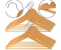 Torten Trends Kleiderbügel aus Holz, 100 STK Holzbügel Garderobenbügel mit Hosenstange Natur