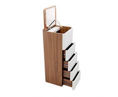 EVEN Neuer Schmuckschrank mit Spiegel Schmuckbox Organizer Holzschmuckschrank Hängend 5 Schubladen