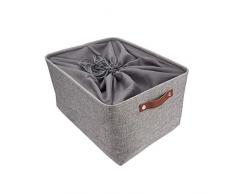 MANGATA Faltbare Aufbewahrungskörbe mit Ledergriff, Verdicktes Canvas-Stoff Aufbewahrungsbox für Spielzeug, Kleidung, Zuhause, Wäsche (Grau, große)