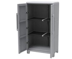 Gartenschrank aus Kunststoff. Mit modularen Böden, abschließbaren Türen und Metallscharnieren. IP43 geprüft in 3 verschiedenen Größen. (L)