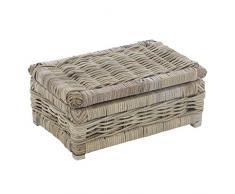 Grafelstein Kleine Truhe Amsterdam grau braun aus Rattan mit Stoff Klappkoffer Rattantruhe