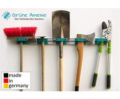 Grüne Ameise Abschließbarer Gerätehalter zur Aufbewahrung von Werkzeug, Besen, Gartengeräte und weiterem Zubehör für Garten & Haus inkl. Schrauben und Dübel (5 Halterungen pro Schiene)
