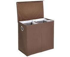 AmazonBasics - Wäsche-Sammler mit magnetischem Deckel, zusammenklappbar - Braun
