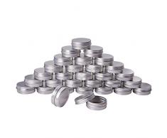 PandaHall Elite & reg 30ml Aluminium Box, Säule, Platin, 5,2x2cm, Silber