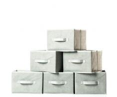 2friends 6 Aufbewahrungsboxen, 6er Set, stabil und faltbar, aus stabilem Vlies, grau, Maße 28x27x20 cm, passend für viele Regale und Schubladen