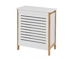 SoBuy FSS66-WN Wäschetruhe Wäschekorb Wäschebox Wäschesammler Wäschetonne mit Deckel Weiß+Natur