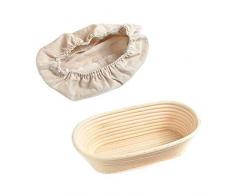KEBY Oval Brot Proofing Basket Brotbackschüssel Handgemachte Rattanschale Brotteig für Brotteig-Rattanschale Proofkorb, Oval Handgefertigter Rattanbrot-Fermentationskorb für Fermentationssauerteig