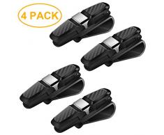 Maxure 4er Pack Brillenhalter für Auto Sonnenblende, Doppelenden Clip Kleiderbügel Sungalsses Brillenhalterung mit Ticketkarte Clip-Schwarz