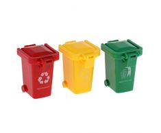 FLAMEER 3 Stück Mini Mülleimer Müllbehälter Mülltonne Spielzeugtonne in 3 Farben