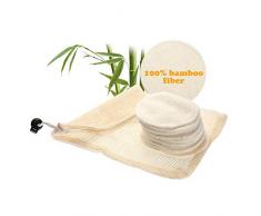 Abschminkpads Waschbar, 12 Packungen 2 Schichten 3,15 Zoll organische Bambus-Baumwollrunden mit Wäschetasche, waschbare weiche Gesichtsreinigung nur für eye/Gesicht Make-up-Entferner wischen