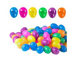 60 Stück 2,5-Zoll-gemischte Farbe Ostern Kunststoff Eierschalen, geeignet für Osterfeier Geschenke Party liefert Gartenkorb Spielzeug, zufällige Farben, Ostereier/Überraschungseier/Ostereier
