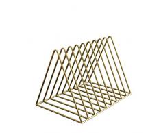 oofay Dreieckiges Bücherregal aus Eisen, Zeitschriftenablage, einfaches Zeitungsregal, für Zuhause, Büro, Bücher, Zeitschriften goldfarben