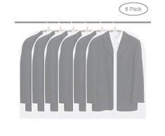 Vicloon Kleidersäcke, 6 Stück 100 * 60cm Transparent Kleiderhüllem, mit Reißverschluss, Staubdicht, Mottensicher, Faltbar Waschbar, für Aufbewahrung Anzug, Volles Kleid, Hemd & Daunenjacke