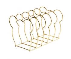 FülleMore kerative Bücherstützen Metall Zeitungshalter 5 Ablagen Briefhalter Dokumentenordner stehend Magazinsammler Bücherregal Bär Form für Schule Büro Schreibtisch (Gold)