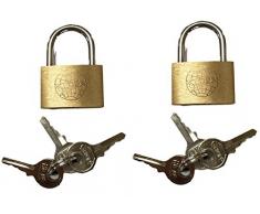 2er Set Mini Vorhangschloss 25mm mit 6St. Schlüssel – Kleines VorhängSchloss Schloss für Tagebuch, Taschen, Koffer, Ketten, Bücher, Boxen, Behälter – Universal Schloss – Messing Gehäuse