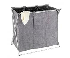 Wenko 62152100 Wäschesammler Trio meliert-/Wäschekorb Fassungsvermögen: 130 l, 63 x 57 x 38 cm, Meliert