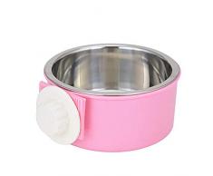 YUEBAOBEI Kisten-Hundenapf, Abnehmbare Edelstahl-Korbschale, Hängende Hundenapfschale, Große Wasser-Futterautomat Für Hunde, Katzen, Kaninchen,Pink,2pcs