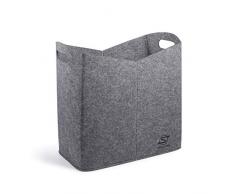 Supremery Filzkorb für Kaminholz Zeitungen 40x23x39cm - Filz Korb für Feuerholz große Filztasche Zeitungsständer - Aufbewahrung mit Griff in Grau