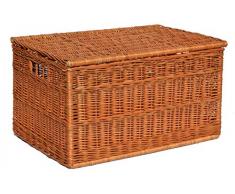 Truhe aus Weide braun | Länge: 58 cm, Breite: 34 cm, Höhe: 39 cm | Korbtruhe Truhe Weidenkorb Weidentruhe Spielzeugbox Koffer Rattan Wäschetruhe Wäschekorb Geflecht