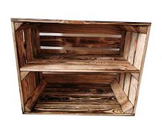 Teramico Holzkiste 50 x 40 x 30cm - Vintage-Look geflammt - Weinkiste Obstkiste Set Dekoration (3er Set, Ablage Lang)