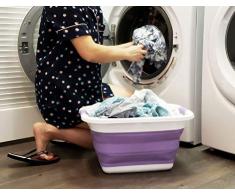 SAMMART Zusammenklappbarer Wäschekorb / -wanne - Faltbarer Aufbewahrungsbehälter/Organizer - tragbarer Waschbehälter - platzsparender Korb - Kofferraum-Aufbewahrungsbox (Lt, Purple)