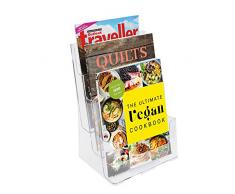 Kurtzy Prospekthalter A4 - 3-stufiger (23x15x32cm) Transparenter Acryl Prospekt Display Ständer mit Abnehmbarer Trennwand - Schreibtisch und Wandmontierter Halter für Zeitschriften und Broschüren