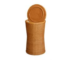korb.outlet Schmale Wäschebox Wäschetonne geflochten/Wäschesammler Rattan rund Wäschekorb schmal hoch in der Farbe Honig