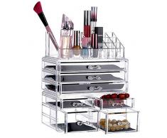 SEESEE.U Klare Kosmetik-Schubladen und Schmuck-Vitrine mit 7 Schubladen, Vitrine mit großer Kapazität für Schmuck, Make-up-Pinsel, Lippenstifte