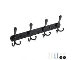 Ihompark Hakenleiste Kleiderhaken aus Edelstahl mit 4/5/6 Haken Bademantelhaken Handtuchhaken Wandgaderobe Garderobenhaken – Moderne und Platzsparende Garderobenleiste (4 Haken)