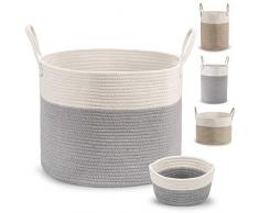 Deco haus Wäschekorb aus Baumwolle 35x50cm - Für Aufbewahrung von Wäsche, Bücher, Spielzeug, Decken, Kissen etc. - Faltbar, robust, praktisch - Stylisch, neutrale Farben - Handgemacht, chemiefrei