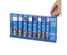 HMF 4710-05 Münzsortierer Euro Spardose 24,0 x 5,0 x 12,0 cm, blau