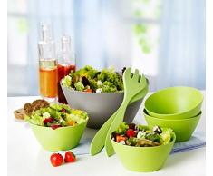 Unbekannt Bambusschalenset 7tlg. Salatschüssel Schalen Salatbesteck aus Bambus grün NEU