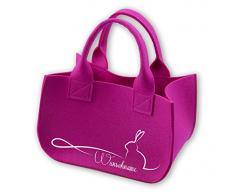 luvthings Osterkörbchen - Dekoration Oster Korb aus 100% Wollfilz (Merinowolle) - mit Motiv