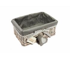 Woodluv Grauer Weidenkorb, Geschenkkorb, Aufbewahrungskorb, Korb mit Stoffeinsatz – Größe M