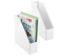 mDesign 2er-Set Archiv-Stehsammler in weiß - Zeitschriftensammler aus Kunststoff - Schreibtisch-Organizer für Zeitschriften, Magazine, Notizen & Co. - hochwertig & praktisch