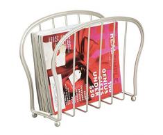 mDesign Zeitungsständer zum Aufstellen – eleganter Zeitschriftensammler aus Metall (BHT: 35,5 x 28 x 15 cm) für Badezimmer oder Büro – Zeitungshalter für Tablet, Zeitungen etc. – mattsilber