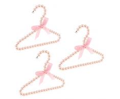 Backbayia Kunststoff Perlen Kleiderbügel Baby Kinder Kleiderbügel Hosenbügel Rockbügel (Typ1 Rosa 3pcs)