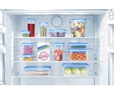 Emsa 508566 Food Clip & Close,Plastik, Transparent / Blau, 0,55 / 1 / 2,3 Liter, Set mit 3 Boxen