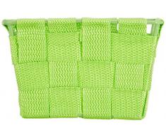 WENKO 20367100 Aufbewahrungskorb Adria Mini Grün - Badkorb, quadratisch, Kunststoff-Geflecht, Polypropylen, 14 x 9 x 14 cm