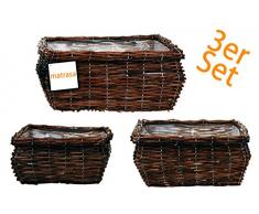 Rattan Pflanzkörbe - 3er Pflanzkorb Set - Bumentopf Alternative Blumenkorb Korb
