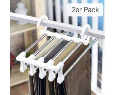 Hosenbügel aus Edelstahl - Ausziehbar, faltbar, platzsparend, Weiß, 2 Pack