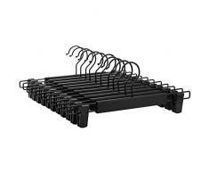 SONGMICS Hosenbügel, 12er Set, Kleiderbügel, gut belastbar, mit Clips, Rockbügel aus Premium-Kunststoff, platzsparend, um 360° drehbarer Haken, 35 cm lang, schwarz CRP02BK12